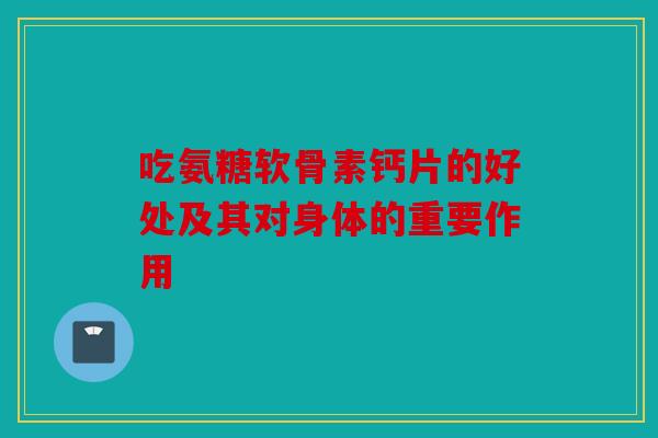 吃氨糖软骨素钙片的好处及其对身体的重要作用