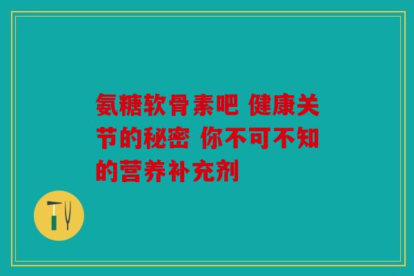 氨糖软骨素吧 健康关节的秘密 你不可不知的营养补充剂