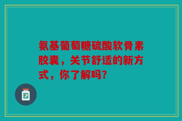 氨基葡萄糖硫酸软骨素胶囊，关节舒适的新方式，你了解吗？