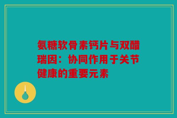 氨糖软骨素钙片与双醋瑞因：协同作用于关节健康的重要元素