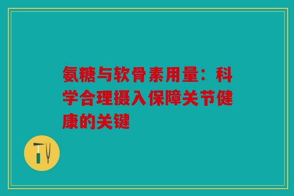 氨糖与软骨素用量：科学合理摄入保障关节健康的关键