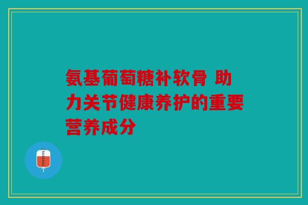 氨基葡萄糖补软骨 助力关节健康养护的重要营养成分