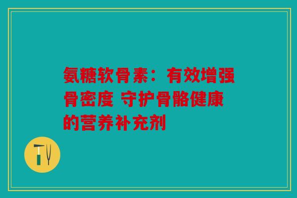 氨糖软骨素：有效增强骨密度 守护骨骼健康的营养补充剂