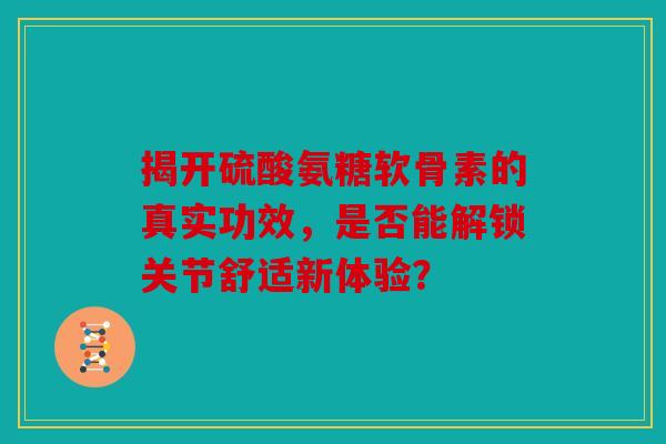 揭开硫酸氨糖软骨素的真实功效，是否能解锁关节舒适新体验？