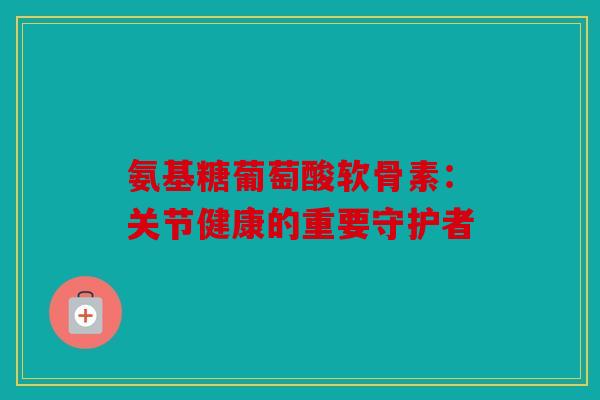 氨基糖葡萄酸软骨素：关节健康的重要守护者