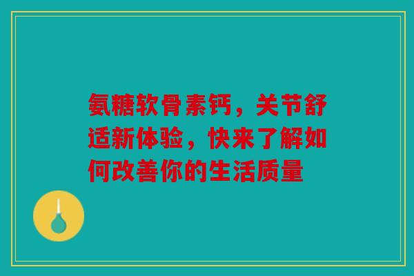 氨糖软骨素钙，关节舒适新体验，快来了解如何改善你的生活质量