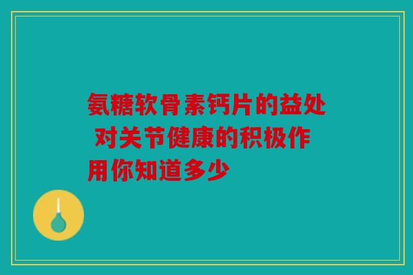 氨糖软骨素钙片的益处 对关节健康的积极作用你知道多少