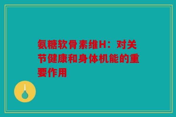 氨糖软骨素维H：对关节健康和身体机能的重要作用