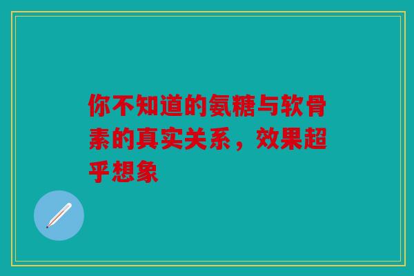 你不知道的氨糖与软骨素的真实关系，效果超乎想象