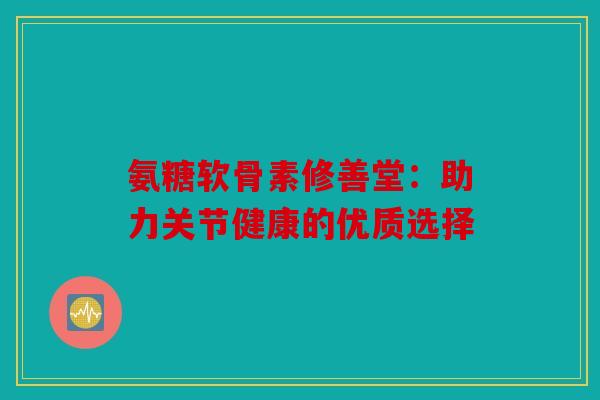 氨糖软骨素修善堂：助力关节健康的优质选择