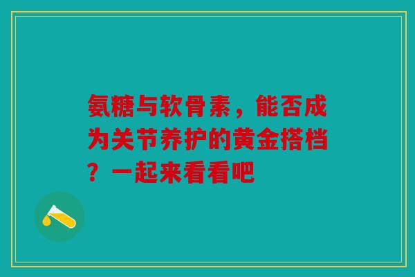 氨糖与软骨素，能否成为关节养护的黄金搭档？一起来看看吧