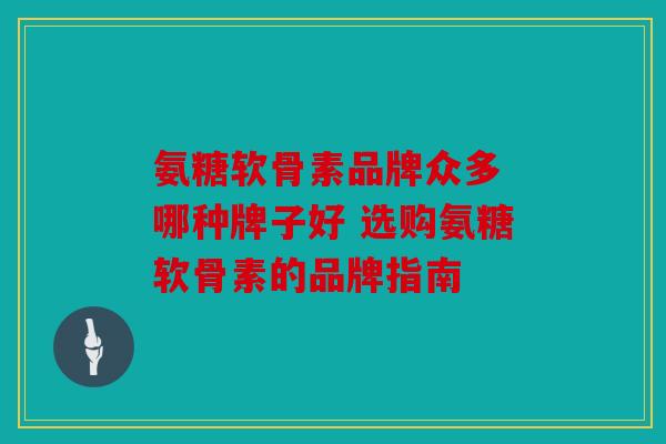 氨糖软骨素品牌众多 哪种牌子好 选购氨糖软骨素的品牌指南