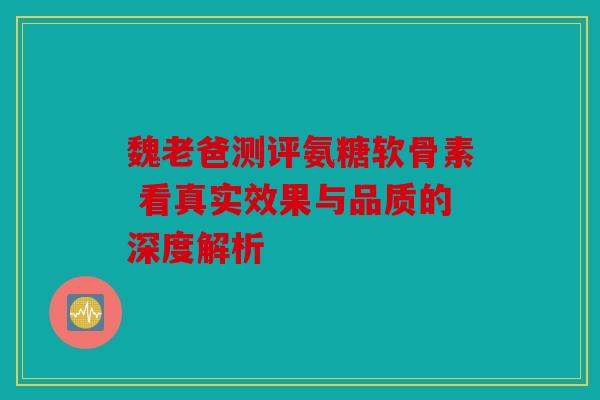 魏老爸测评氨糖软骨素 看真实效果与品质的深度解析