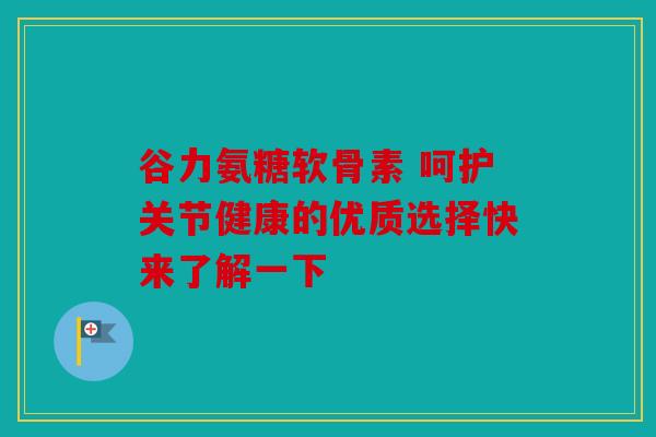 谷力氨糖软骨素 呵护关节健康的优质选择快来了解一下