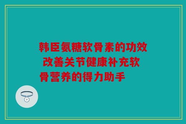 韩臣氨糖软骨素的功效 改善关节健康补充软骨营养的得力助手