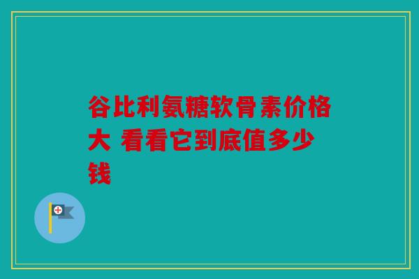 谷比利氨糖软骨素价格大 看看它到底值多少钱